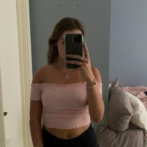 Hollister Off the shoulder pink top